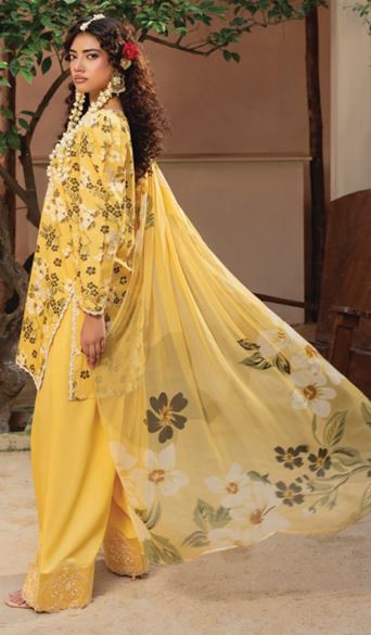 ZAIBA HUMDUM D-03 Print +Embroidered karandi shirt with Printed  Chiffon dupatta