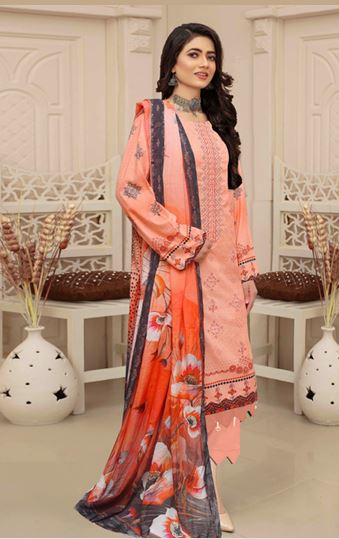 BLOSSOM V/2 05  Viscose embroidery suit with viscose print dupatta