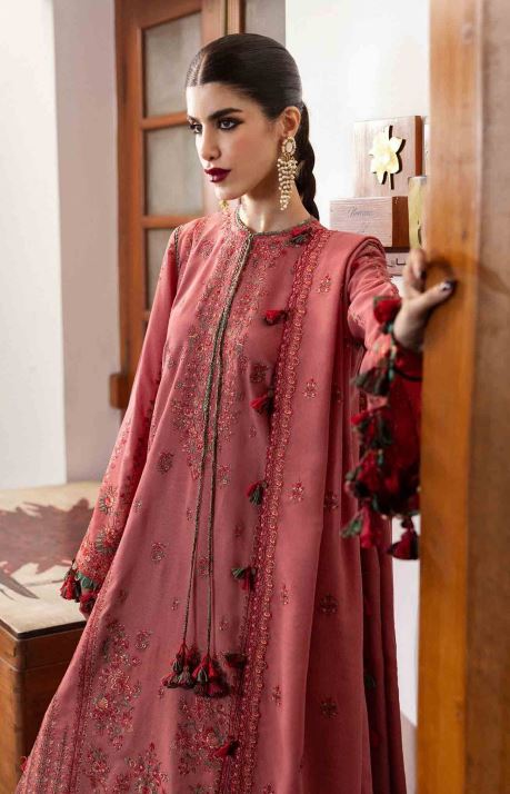 Embroidered Karandi Suit With Embroidered Shawls 3PC