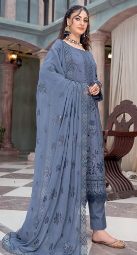 Mehak RA 03  premium viscose Embroidered shirt with embroidered stitch patch crinkle duppata