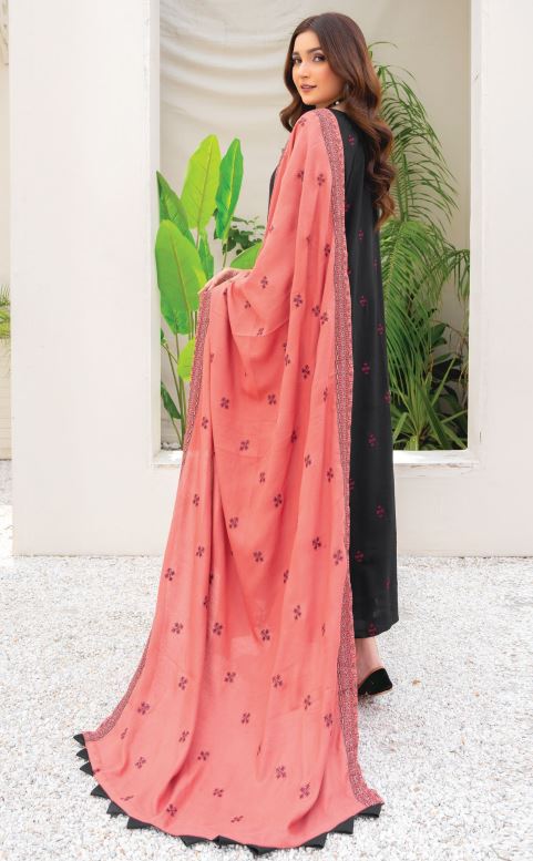 Pashmina Embroidery suit with contrast Pashmina Embroidery Shawl