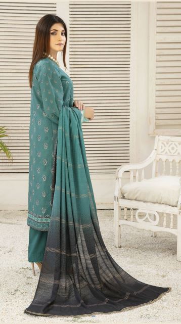 Digital Viscose embroidery suit with diamond dupatta