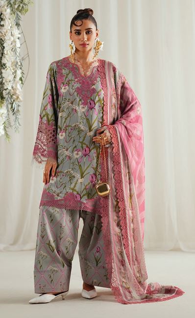 ERES BONITA BIN ILYAS 1103 B Embroidered  Viscous Printed Suit  With Digital Printed  Chiffon Dupatta