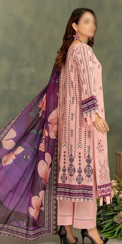 Dora Lawn embroidery suit with voil printed dupatta