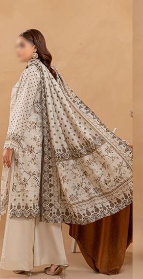 JASMINE FANTAK V/11 03 Lawn embroidery suit with fancy Voil  Dupatta..