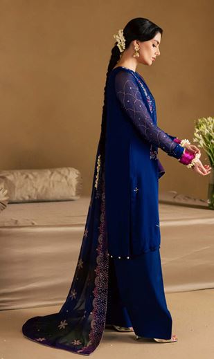 Mukeshkari NUREH MK-15  chiffon collection with embroidered mukesh chiffon dupatta (Inner included)
