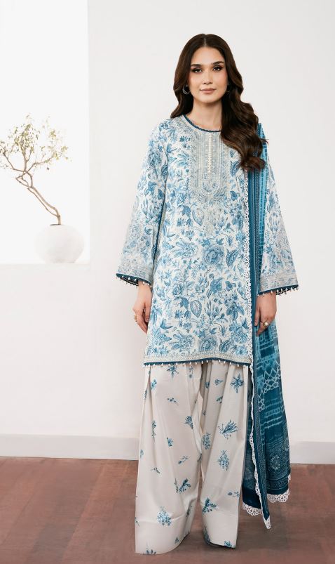 Digital Viscose embroidery suit with Silky Dupatta