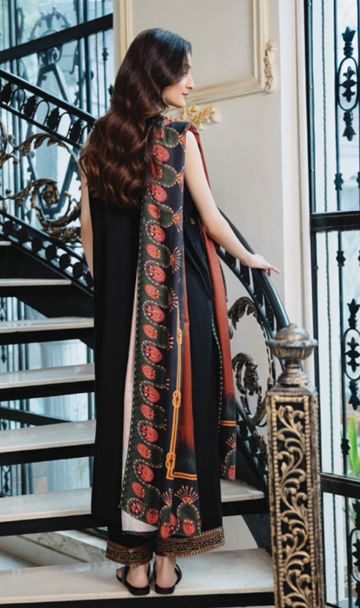 SERENE HUMDUM 03 Premium Embroidered  DHANAK Collection with Printed Wool Shawl