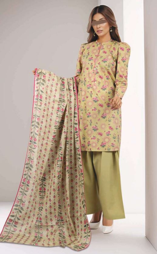 SAYA V/2 U01-24359-02B Lawn print 3 piece suit with lawn Dupatta