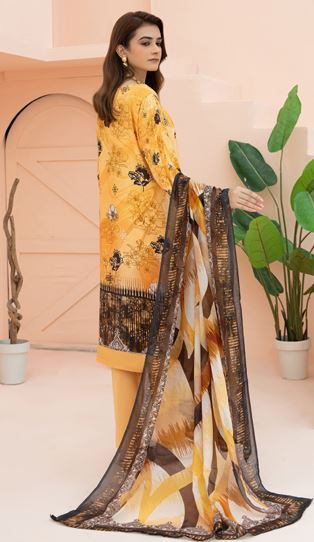 AIN ALIF V/361 03 Printed And Embroidered Viscous Bana Dora With Diamond  Dupatta And Fine Plain Trousers