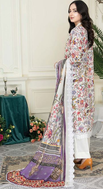 MASHAAL RA 03 Lawn Embroidery Suit With Voil Embroidery Dupatta