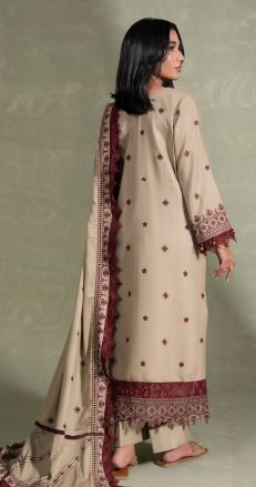 CORAL CO-07 Peach Leather Embroidery Suit With Pashmina Embroidery Shawl