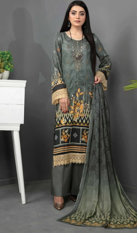 Air jet bana Dora lawn embroidery suit with fancy dupatta