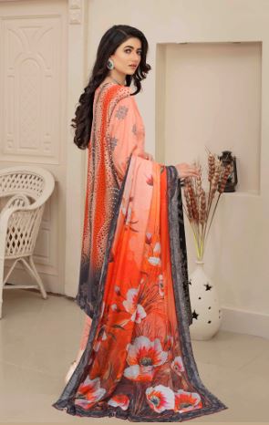 BLOSSOM V/2 05  Viscose embroidery suit with viscose print dupatta