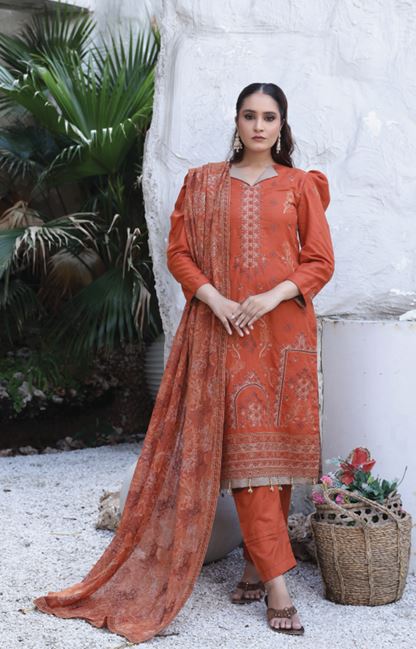 Rangoon RA 04 Exclusive karandi embroidery shirt exclusive bamber embroidered shawl with karandi plain trouser