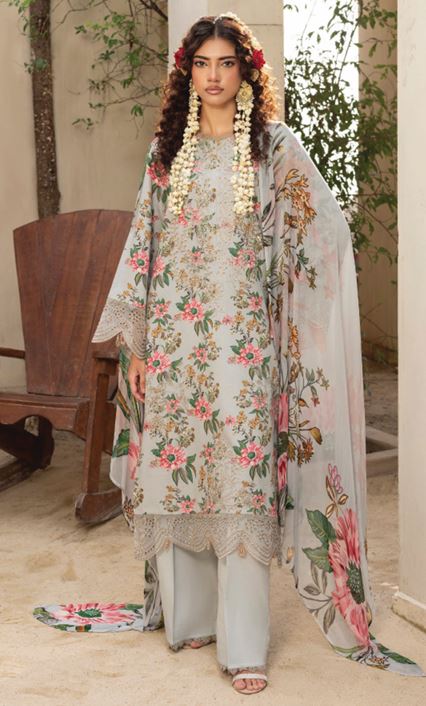 ZAIBA HUMDUM D-04 Print +Embroidered karandi shirt with Printed  Chiffon dupatta