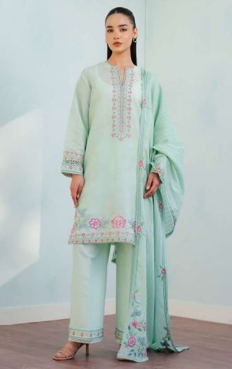 INDI COCO 9 A Luxury Lawn Embroidery Suit With Print Dupatta