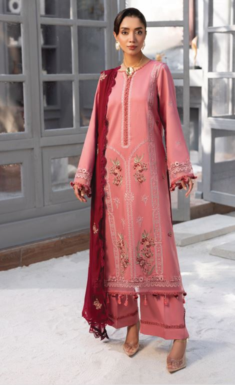 FAREEHA HUMDUM 004 Premium Embroidered  VISCOSE Collection with Heavy Embroidered Chiffon Contrast Duppata
