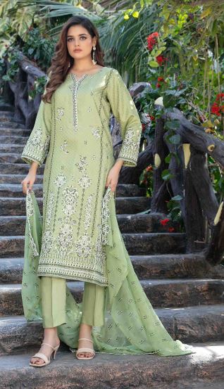 NASRA TAWAKKAL D-5487 Semi Stitch Viscose Jacquard Embroidery Suit with Fancy Embroidery Dupatta
