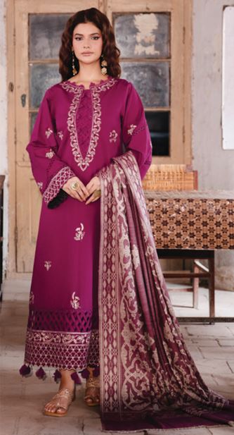 ONORA HUMDUM 07 Premium Embroidered KHADDAR Collection with Heavy Printed JACQUARD Shawl