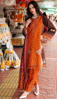 COMBINATION CHARIZMA CCW6-04 Linen Embroidery Suit with Irish Linen Shawl