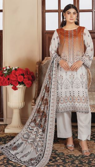 AIRA HAYA 04 Lawn Embroidery Suit With Crinkle Embroidery Dupatta