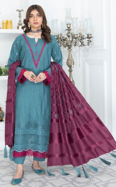 VIRSA V/70 D-04 Pashmina Embroidery suit with contrast Pashmina Embroidery Shawl