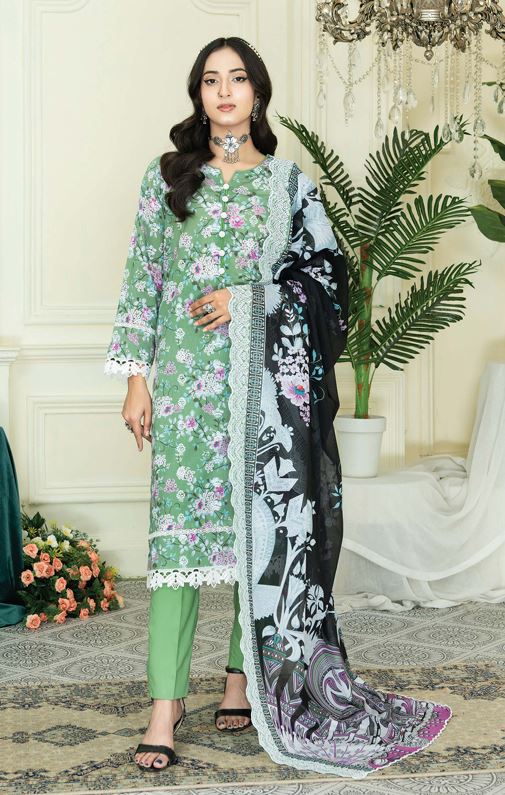 MASHAAL RA 04 Lawn Embroidery Suit With Voil Embroidery Dupatta