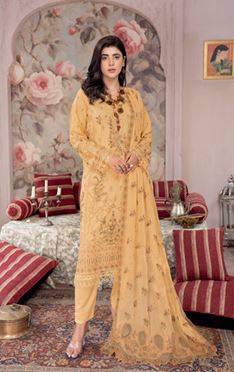 Mehwish RA 04 luxury embroidered karandi shirt with embroidered stitch patch crinkle duppata