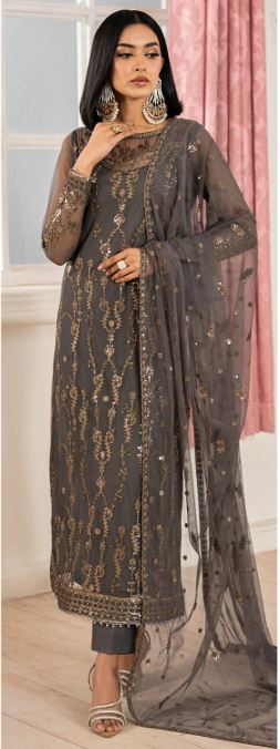 HEER ZARIF Z-04 Sequins Embroidered Net Suit With Sequins Embroidered Net Dupatta
