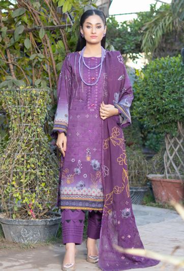 Lawn Embroidery suit with fancy Dupatta