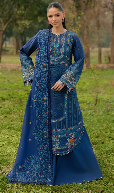 FREESIA BIN ILYAS 102 B Dyed Lawn Borer Embroidered Shirt With Dyed Embroidered Dupatta 3 PC