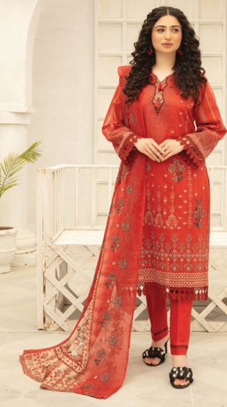 ABISHA V/41 04 Lawn Embroidery Suit With Diamond Embroidery Dupatta