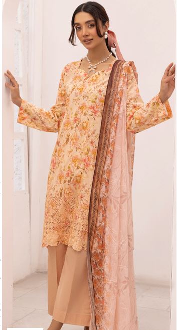 ZOHRA MOTIFZ 5407 Digital Printed Embroidered Lawn Suit WIth Crinkle Chiffon Dupatta 3pc