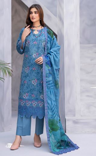 DIL E MOMIN ABISHA V/40 05 Luxury Lawn Embroidery Suit With Fancy Crinkle Embroidery Dupatta