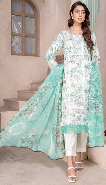 WASEELA RA 04 Lawn Chikan Kari Embroidery Suit With Crinkle Dupatta