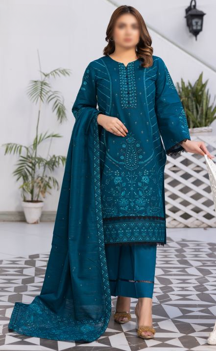 HUSN E JAHAN 04 Khaddar Embroidery suit with Khaddar Embroidery Shawl