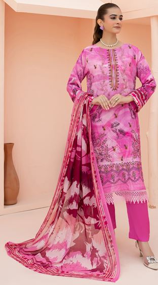 AIN ALIF V/361 04 Printed And Embroidered Viscous Bana Dora With Diamond  Dupatta And Fine Plain Trousers