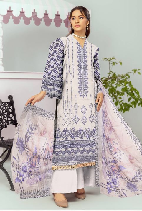 ZARKA V/2 08 Doria Viscose embroidery suit with chiffon embroidery cut work dupatta