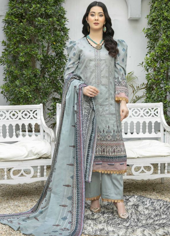 Lawn embroidery suit with fancy dupatta