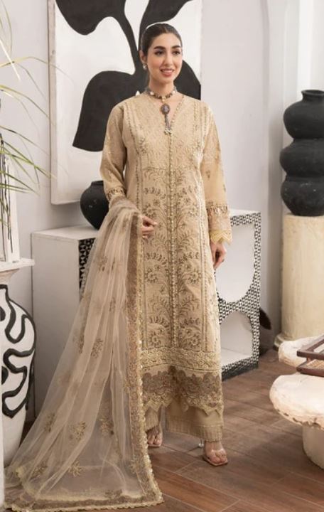 MARJAAN EMBROIDERED UNSTICHED LAWN SEQUINS 3PC SUIT