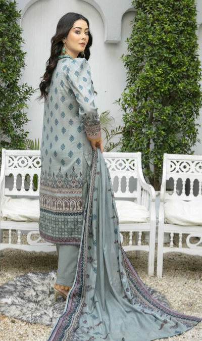 Lawn embroidery suit with fancy dupatta