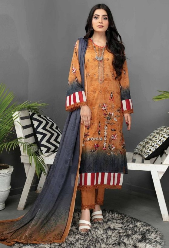 Air jet bana Dora lawn embroidery suit with fancy dupatta