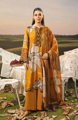 M BASICS MARIA B 08 A Embroidered Arabic Lawn Suit With Digital Printed Chiffon Dupatta