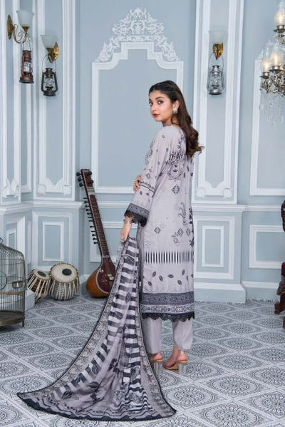 Print Lawn  embroidery suit with silky voil Chantilly dupatta