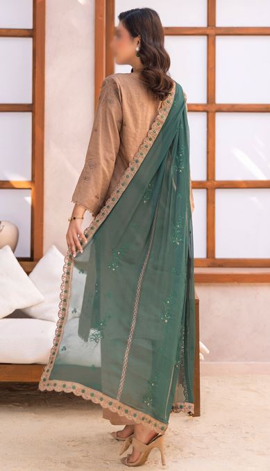 Luxury Viscose Black Slub Embroidery Suit with Chiffon Embroidery Dupatta