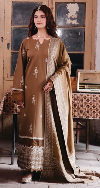 ONORA HUMDUM 08 Premium Embroidered KHADDAR Collection with Heavy Printed JACQUARD Shawl