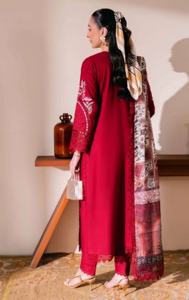 SYMPHONY NEESHAY SCARLET EMBROIDERED LAWN SUIT WITH PRINTED DUPATTA 3PC