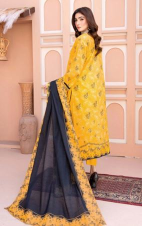 Lawn Embroidery suit with fancy Dupatta