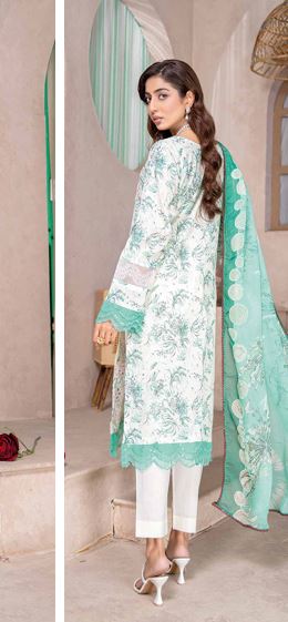WASEELA RA 04 Lawn Chikan Kari Embroidery Suit With Crinkle Dupatta